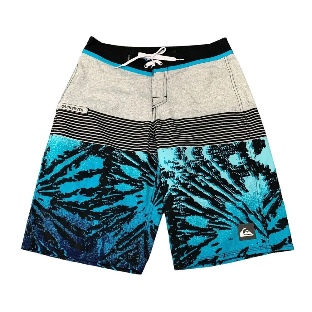 Quiksilver Board Shorts Mens 29 Patterned Drawstring Stretch Mid Rise Swim Wear